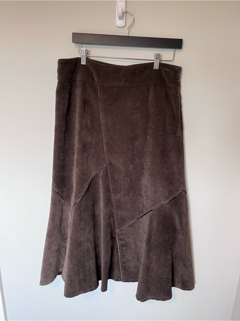 Simon Chang Sz 10 Patchwork Corduroy A-Line Midi Skirt Western Cowgirl Boho